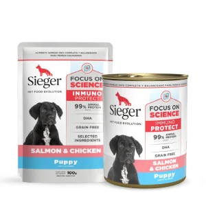 Sieger Dog Puppy Salmón y Pollo Húmedo